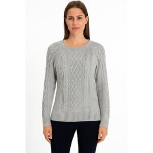 GAP‎ 100% Cotton Cableknit Fisherman Sweater Gray size Large